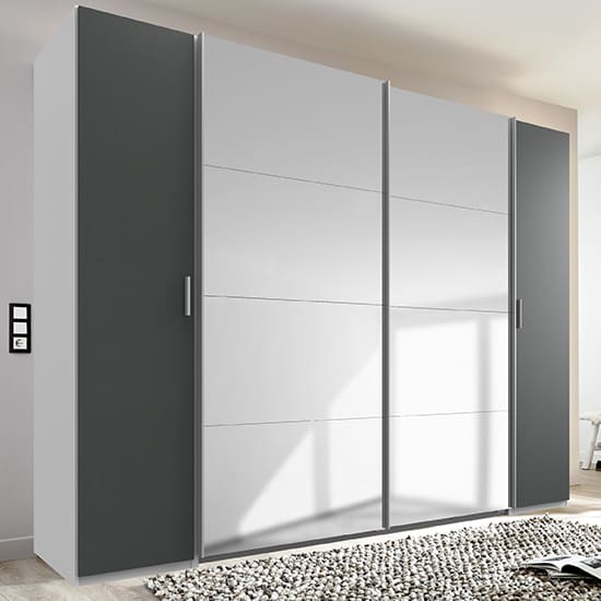 lotto sliding door mirrored wardrobe white graphite