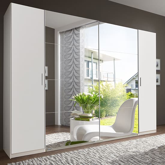 lotto sliding door mirrored wardrobe white