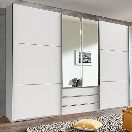 magic mirrored wooden sliding door wardrobe white