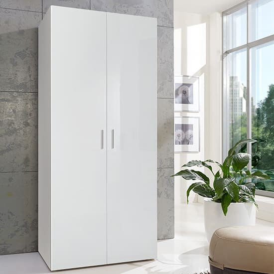 malta wooden wardrobe high gloss white 2 drs