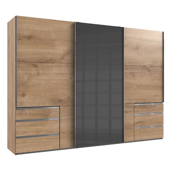 moyd mirrored sliding wardrobe grey planked oak 3 doors