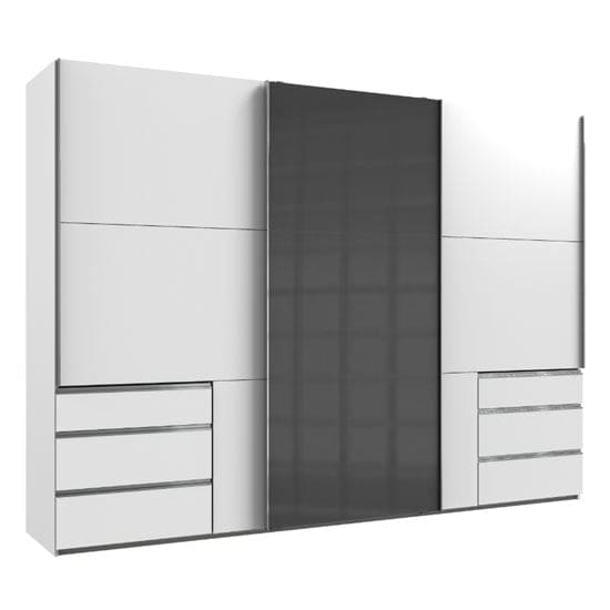 moyd mirrored sliding wardrobe grey white 3 doors