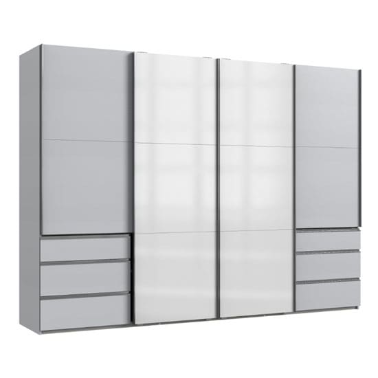 moyd mirrored sliding wardrobe white light grey 4 doors