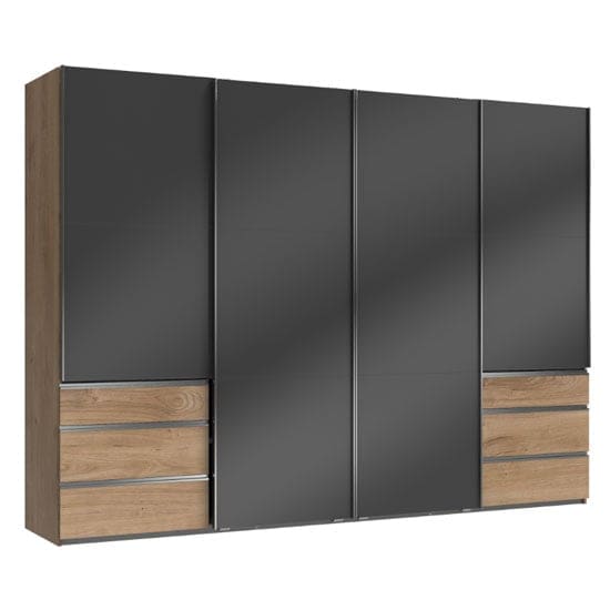 moyd wooden sliding wardrobe grey planked oak 4 doors