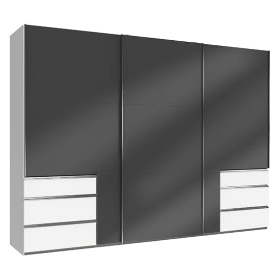 moyd wooden sliding wardrobe grey white 3 doors