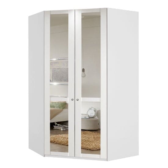 new tork tall mirrored corner wardrobe white