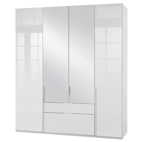 new xork 4 doors mirrored wardrobe high gloss white