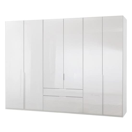 new xork 6 doors wooden wardrobe high gloss white