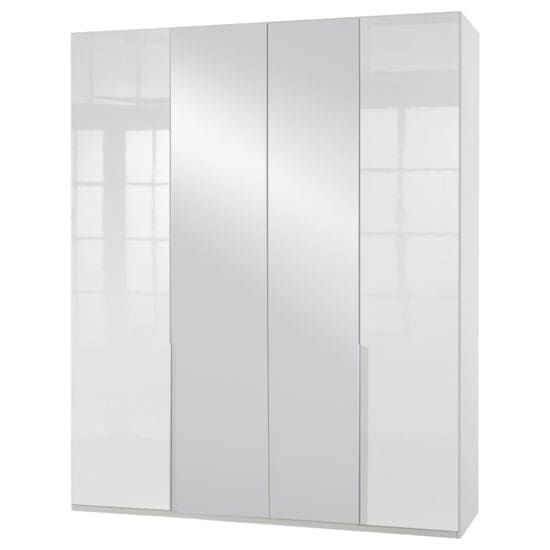 new xork tall mirrored wardrobe high gloss white 4 doors