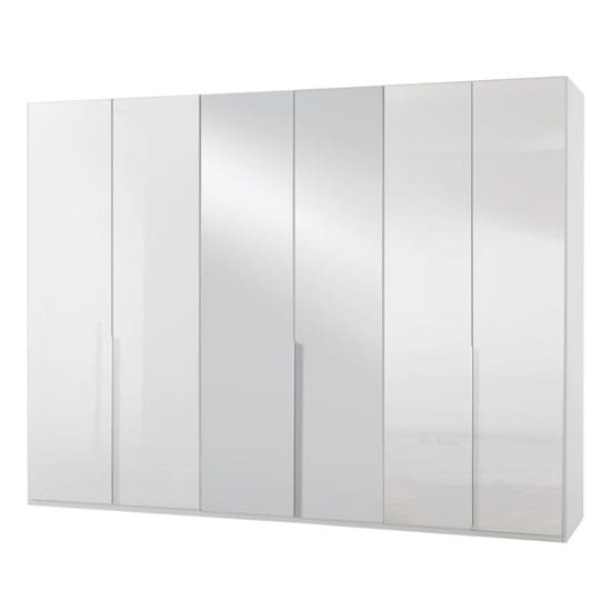 new xork tall mirrored wardrobe high gloss white 6 doors