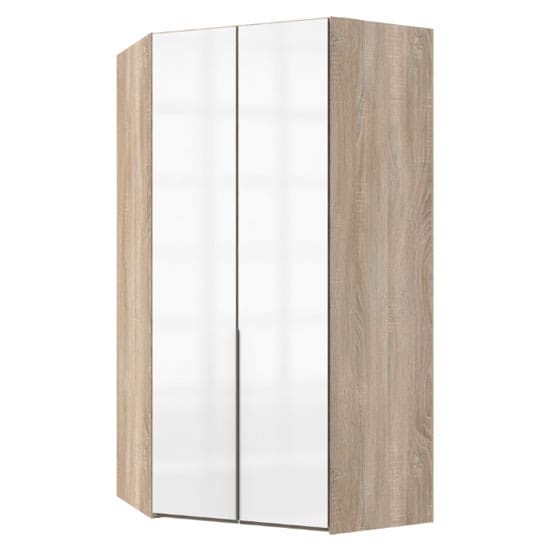 new xork tall wooden corner wardrobe high gloss white oak