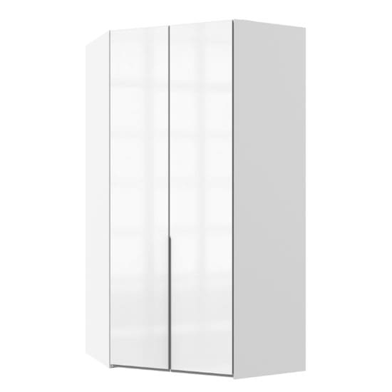 new xork tall wooden corner wardrobe high gloss white