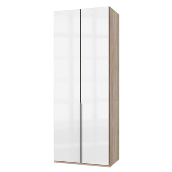 new xork tall wooden wardrobe high gloss white oak 2 door