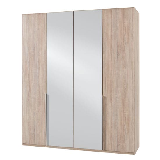 new york mirrored wardrobe oak 4 doors