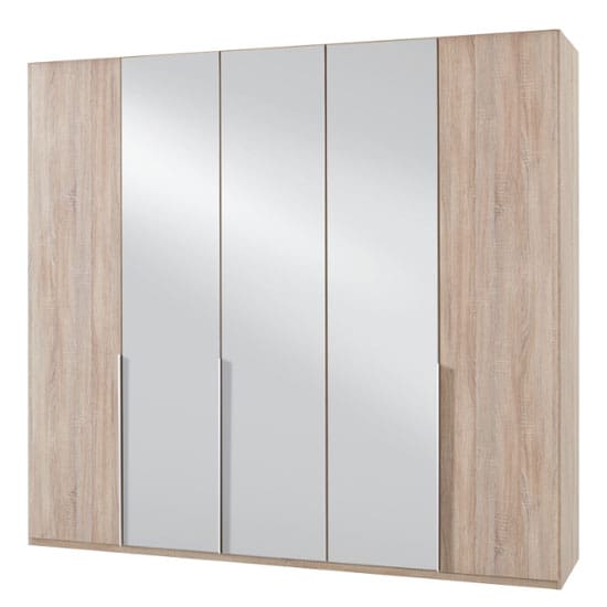 new york mirrored wardrobe oak 5 doors