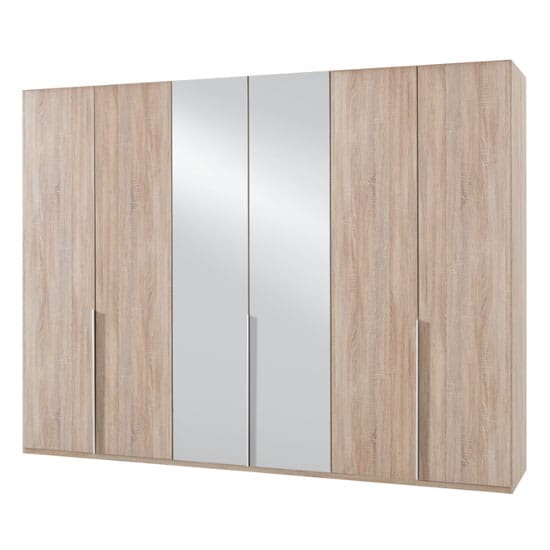 new york mirrored wardrobe oak 6 doors