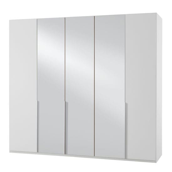 new york mirrored wardrobe white 5 doors