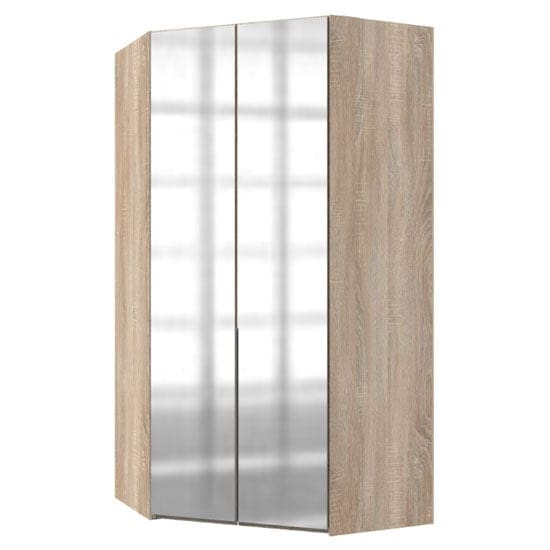 new york tall mirrored corner wardrobe oak