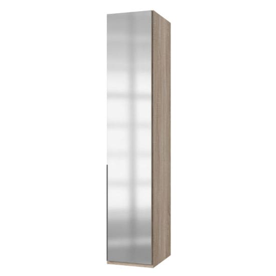 new york tall mirrored wardrobe oak 1 door