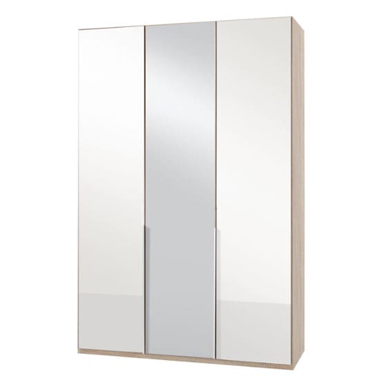 new zork mirrored wardrobe gloss white oak 3 doors