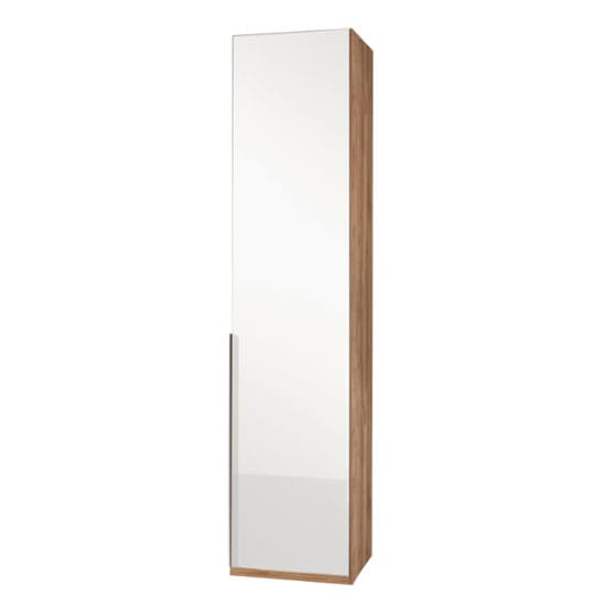 new zork tall 1 door wardrobe gloss white planked oak