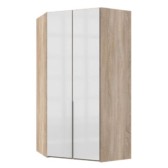 new zork tall wooden corner wardrobe gloss white oak