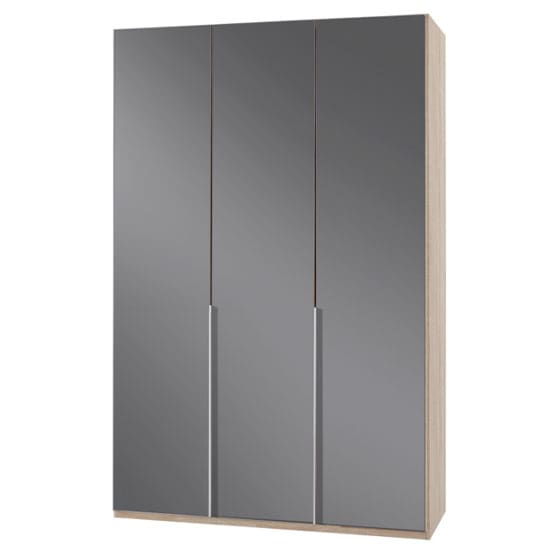 new zork wooden wardrobe gloss grey oak 3 doors