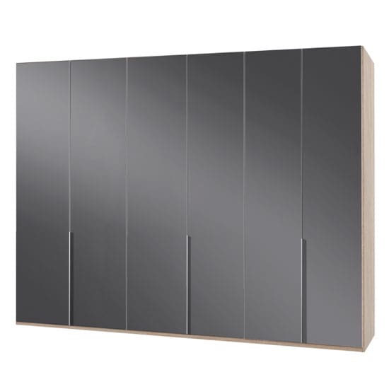 new zork wooden wardrobe gloss grey oak 6 doors