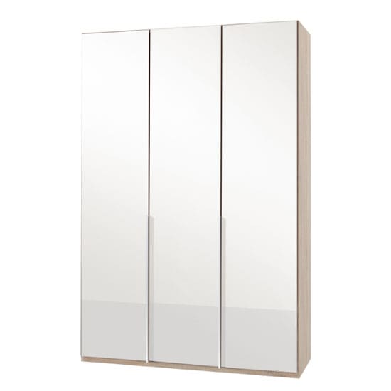 new zork wooden wardrobe gloss white oak 3 doors