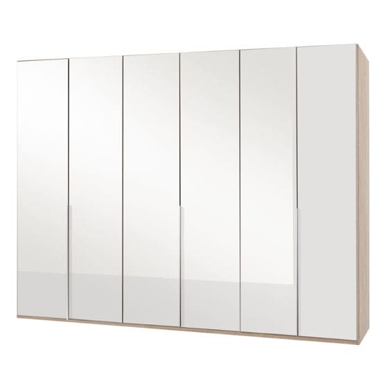 new zork wooden wardrobe gloss white oak 6 doors