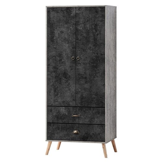 noein wardrobe 2 doors 2 drawers charcoal