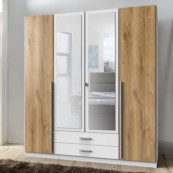 norell large mirrored wardrobe white plankedoak