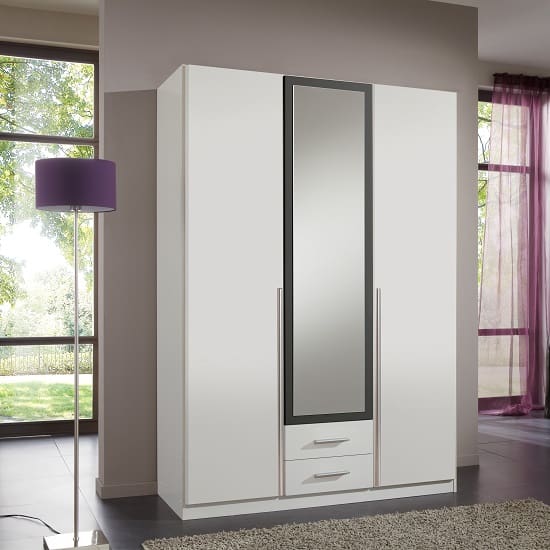 norell mirrored wardrobe white graphite