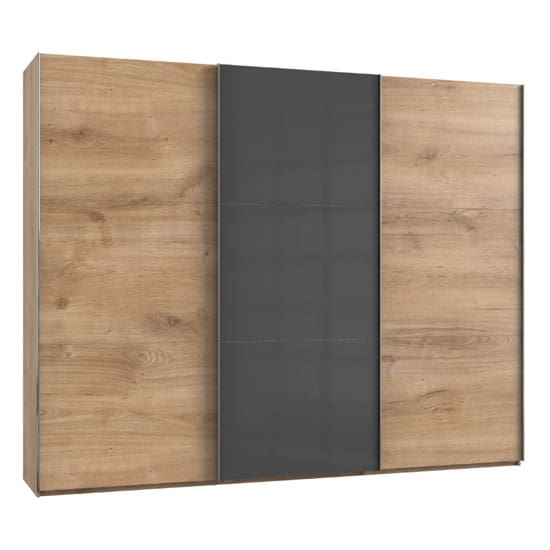 noyd mirrored sliding wardrobe grey planked oak 3 doors