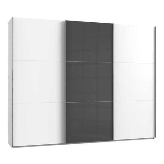 noyd mirrored sliding wardrobe grey white 3 doors