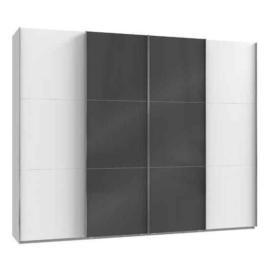 noyd mirrored sliding wardrobe grey white 4 doors