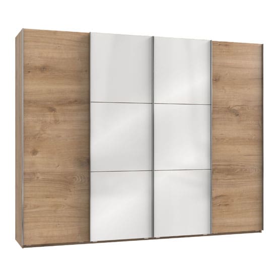 noyd mirrored sliding wardrobe white planked oak 4 doors