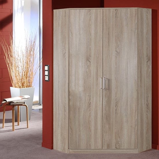 osaka mirrored corner wooden wardrobe oak effect