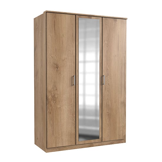 osaka mirrored wardrobe planked oak 3 drs