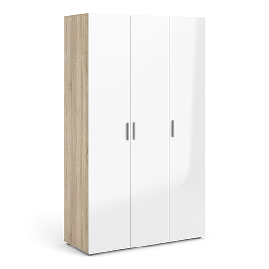 perkin high gloss wardrobe 3 doors oak white