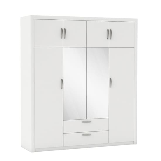 plutinos 6 dr 2 dws mirrored wardrobe matt white n