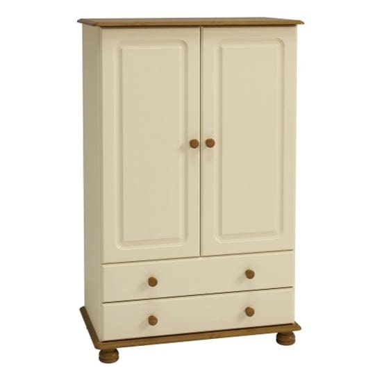 richland wide wooden wardrobe 2 doors cream pine