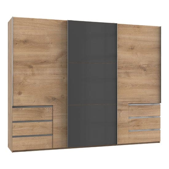 royd mirrored sliding wardrobe grey planked oak 3 doors