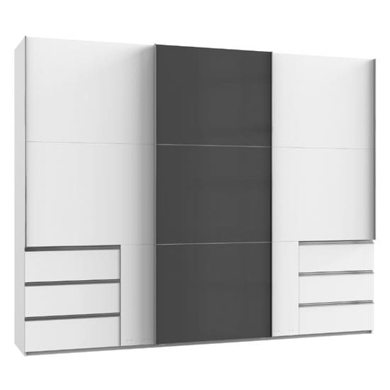 royd mirrored sliding wardrobe grey white 3 doors