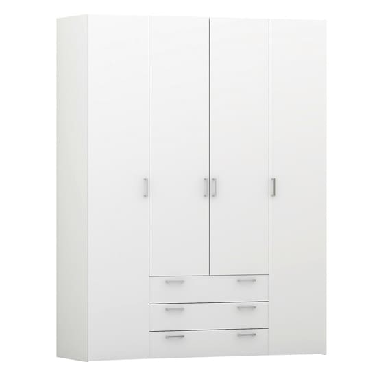 scalia wooden wardrobe white 4 doors 3 drawers