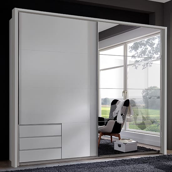 seattle sliding door mirrored wardrobe white