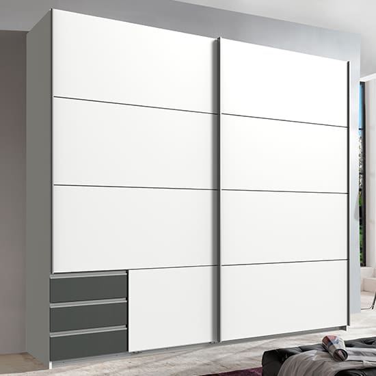 seattle sliding door wooden wardrobe white graphite