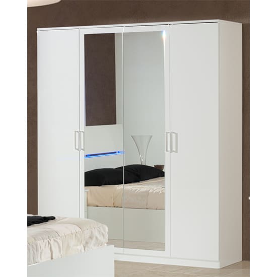 simona wooden wardrobe white gloss 4 doors