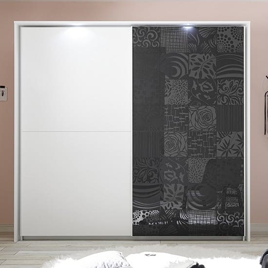 soxa led wooden sliding door wardrobe serigraphed grey