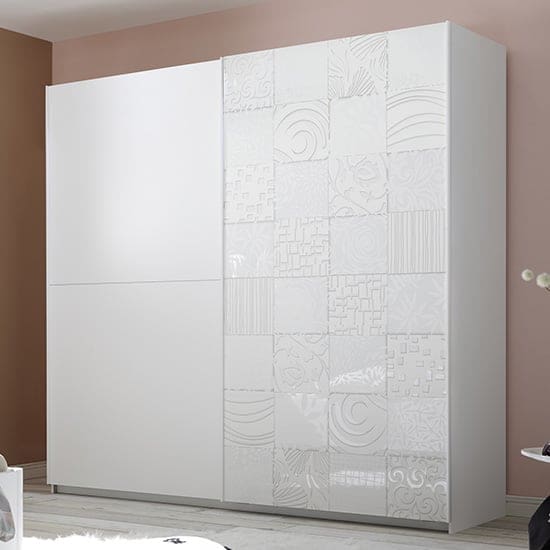 soxa wooden sliding door wardrobe serigraphed white